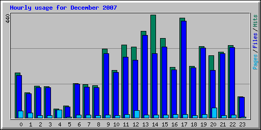 Hourly usage for December 2007