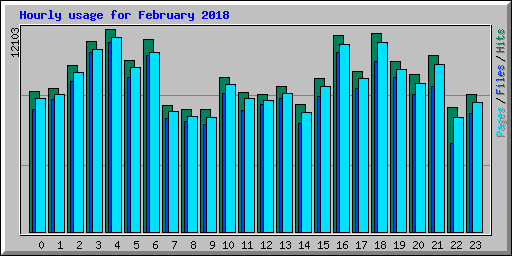 Hourly usage for February 2018